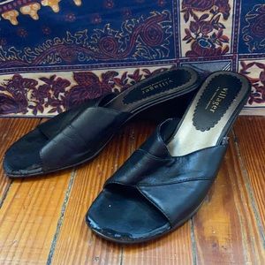 Cute black low heeled sandals.